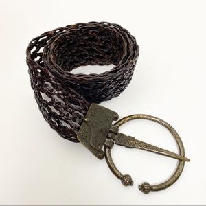 SUZI ROHER brown woven leather boho belt